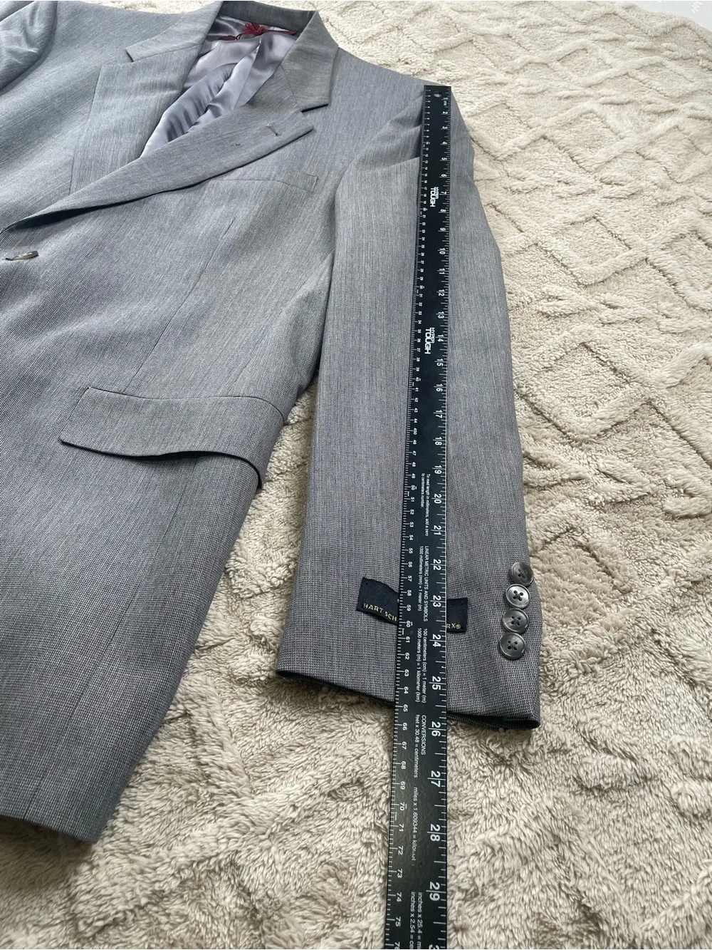 Hart Schaffner Marx Gray/Black Two-Button Sport Coat Size 42 L Business